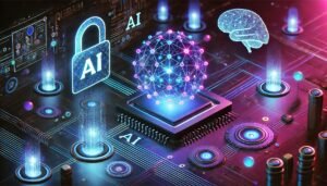 Futuristic visualization of Quantum Computing showcasing AI neural networks, cybersecurity encryption, and glowing qubits, representing the future of technology and data protection.