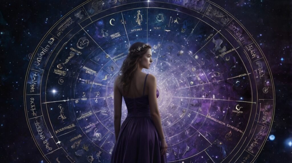 Zodiac-Signs-Personality-Traits-Cosmic-Illustration Illustration of zodiac signs personality traits in cosmic galaxy, showing 12 constellations with glowing astrological symbols.